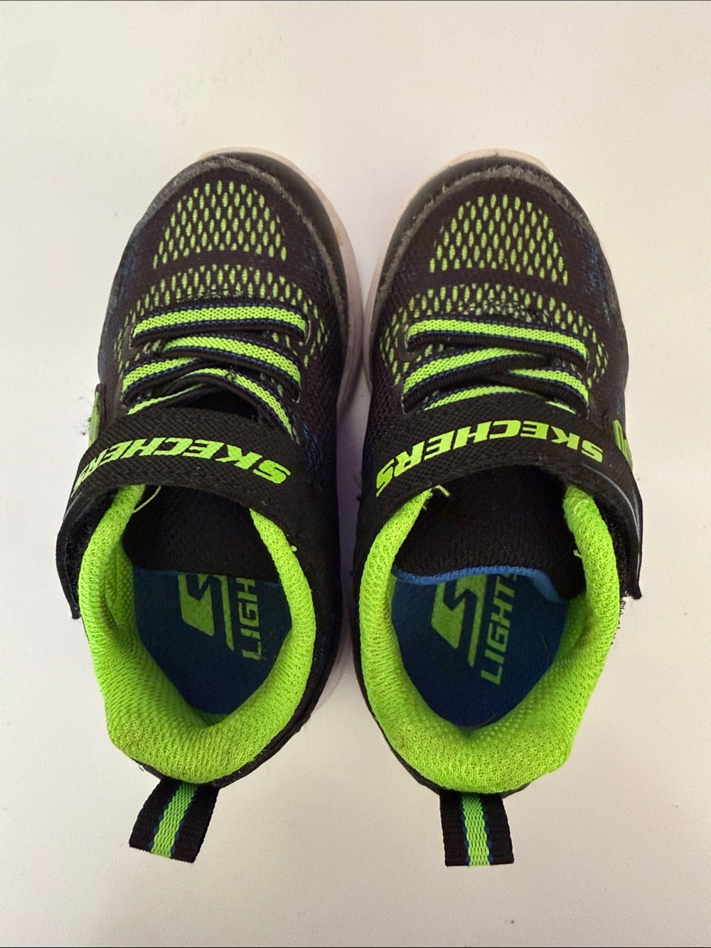 Skechers Kids Black and Neon Green Athletic Sneakers